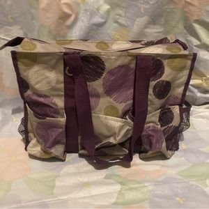 31 Thirty-one Organizing Utility Bag Crafting bag Zip Top Purple Bubble Dots